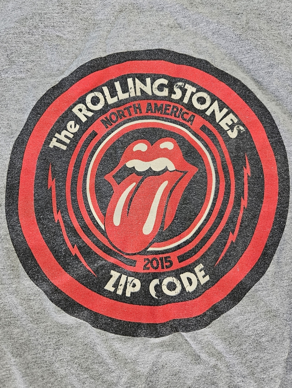 The Rolling Stones 2015 Grey Tee with Red & Black Logo